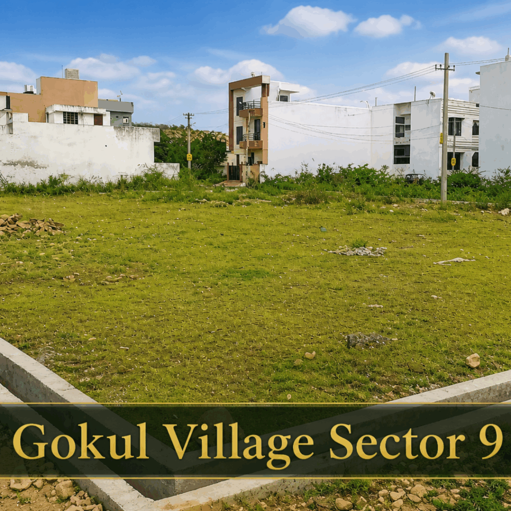 Gokul Village Sector 9 residential plot in Udaipur with nearby houses and open land